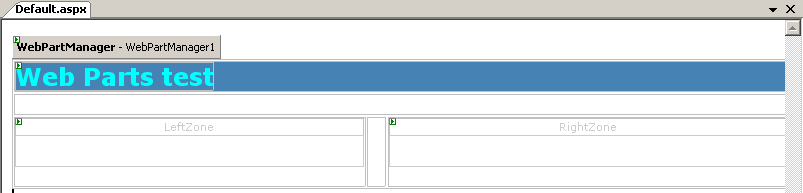<table style="width: 100%;"> <tr> <td align="left" colspan="3" style="background-color: steelblue;"> <asp:label ID="lblHeader" runat="server" ForeColor="Cyan" Text="Web Parts test" Font-Bold="True"