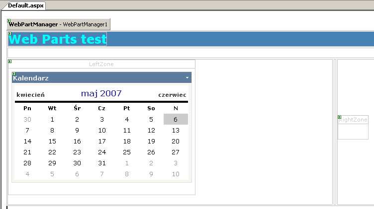 Dodanie pierwszego elementu WebPart elementami WebParts są dowolne kontrolki dostępne w ASP.