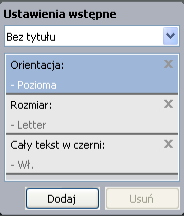 Aby skorzystać z opcji drukarki udostępnianych przez sterownik drukarki i zmienić ustawienia drukowania, kliknij Właściwości lub Preferencje w oknie Drukuj używanej aplikacji (patrz Otwieranie