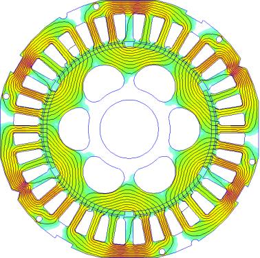 These stator structures Y1, Y2 and Y3 are shown in Fig. 1, (a), (b) and (c), respectively; they all are formed with identical yoke thickness, inner radius of the stator and stack length.