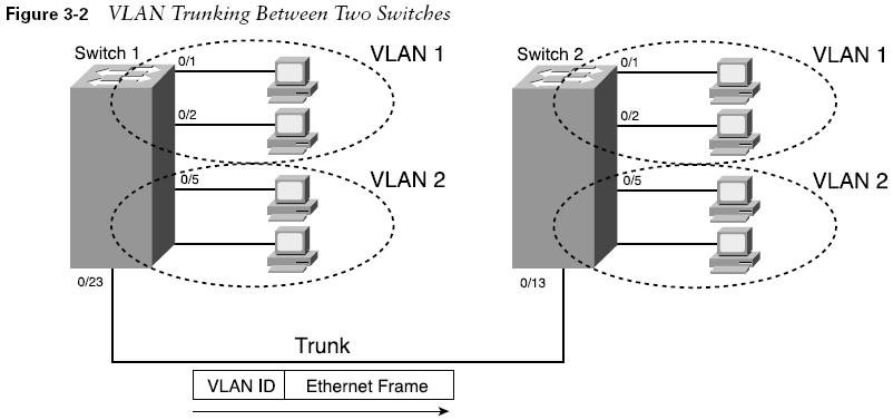 Propagowanie informacji o VLANach Porty należące do wielu przełączników również mogą pracować we wspólnym