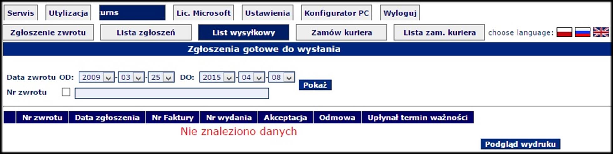 i zostały nadane nr RMA.