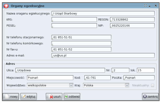 5 Rejestry pomocnicze System zawiera rejestr komorników i kont