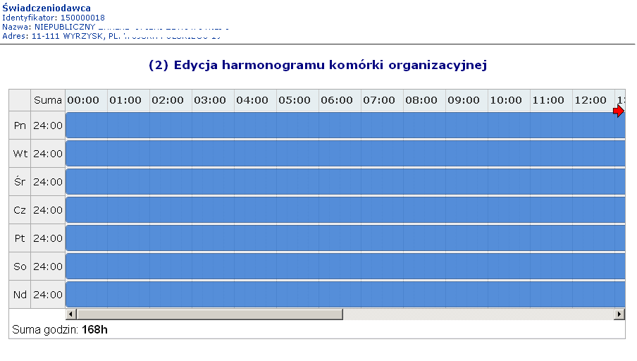 W jednym czasie komórka może posiadać tylko jeden harmonogram aktywny. Aby dodać harmonogram do komórki organizacyjnej, należy: 1. Z listy komórek organizacyjnych wybrać opcję Harmonogramy. 2.