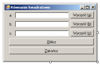 Dim liczba1 As Single Dim liczba As Single Dim wynik As Single liczba1 = CSng(TextBox1.Text) liczba = CSng(TextBox.Text) wynik = liczba1 + liczba MsgBox wynik,, "Wynik dodawania:" 6.