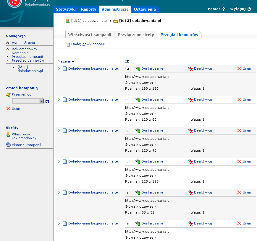 System wsparty jest o Panel Administracyjny zawierający statystyki odwiedzin, przejść oraz transakcji, aby Partner dokładnie wiedział, jakie są poczynania Internauty od