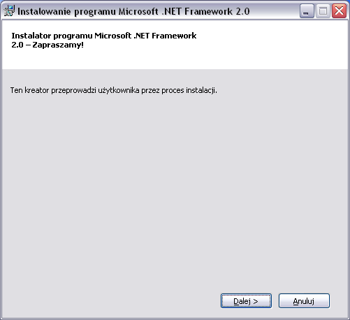 4.3 Instalacja komponentu Microsoft.NET Framework Jeśli instalator wykryje w systemie brak komponentu Microsoft.NET Framework, sam pobierze go ze strony Microsoft, aby później go zainstalować.