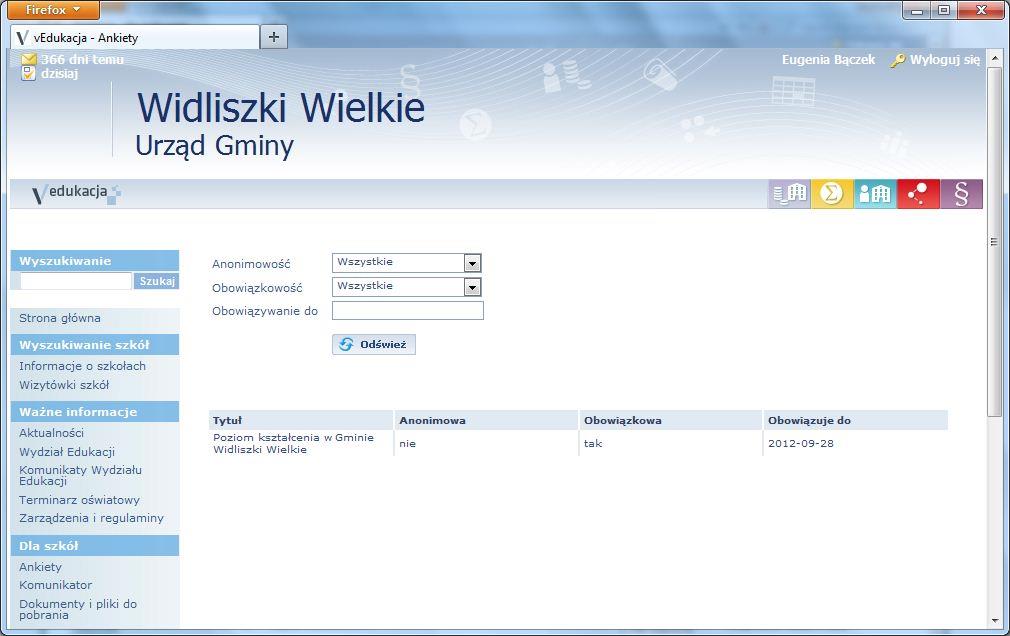 Podręcznik redaktora ankiet 81 Po kliknięciu linku w kolumnie Dyskusja wyświetlone zostaną wszystkie głosy na temat komunikatu dodane przez użytkowników, do których był on adresowany.