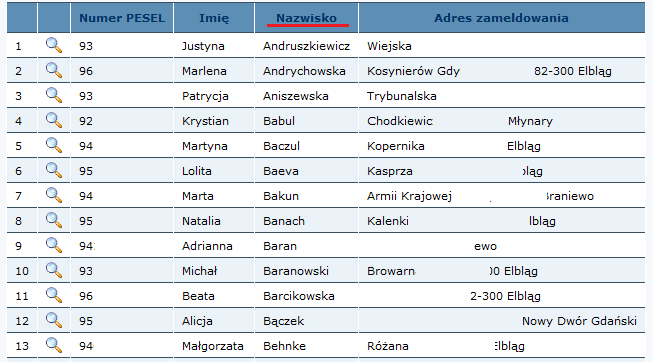 8 z 18 Jeśli tabela ma więcej wierszy niż mieści się na stronie (na stronie można wyświetlać od 1 do 25 wierszy), wówczas zostaje ona podzielona na strony.