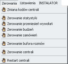 Zmiana kodów centrali - centrala zapewnia 3-stopniowy poziom zabezpieczenia dotyczący programu.