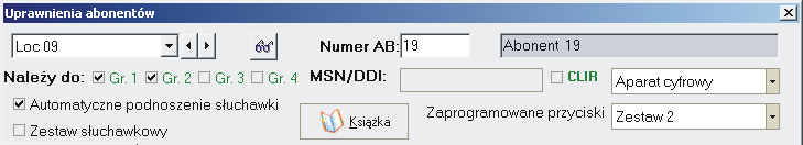 W oknie Uprawnienia abonentów definiujemy typ podłączonego aparatu telefonicznego do danego zacisku: Aparat analogowy: Tę opcję wybieramy w dwóch przypadkach: gdy do zacisku jest podłączony zwykły