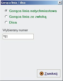 Funkcja Gorąca linia powoduje automatyczne wybranie przez centralę wpisanych znaków po podniesieniu przez abonenta słuchawki. Gorącą linią może być: numer wewnętrzny (np.