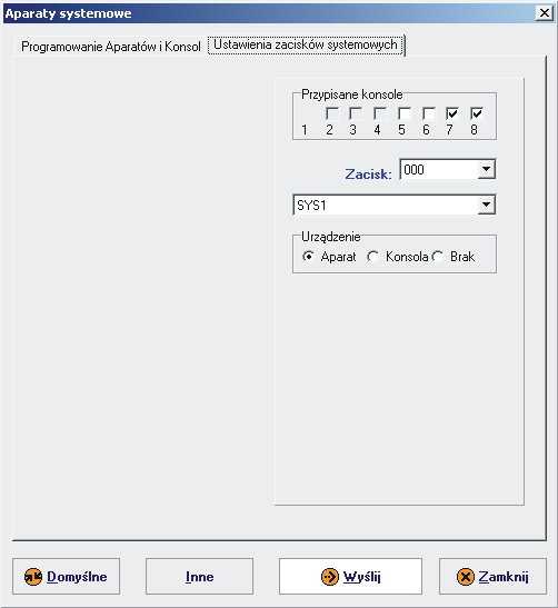 8.1. Ustawienia zacisków systemowych Ważne jest, aby proces konfigurowania analogowych aparatów systemowych rozpocząć właśnie od ustawienia w programie SigmaPC zacisków systemowych.