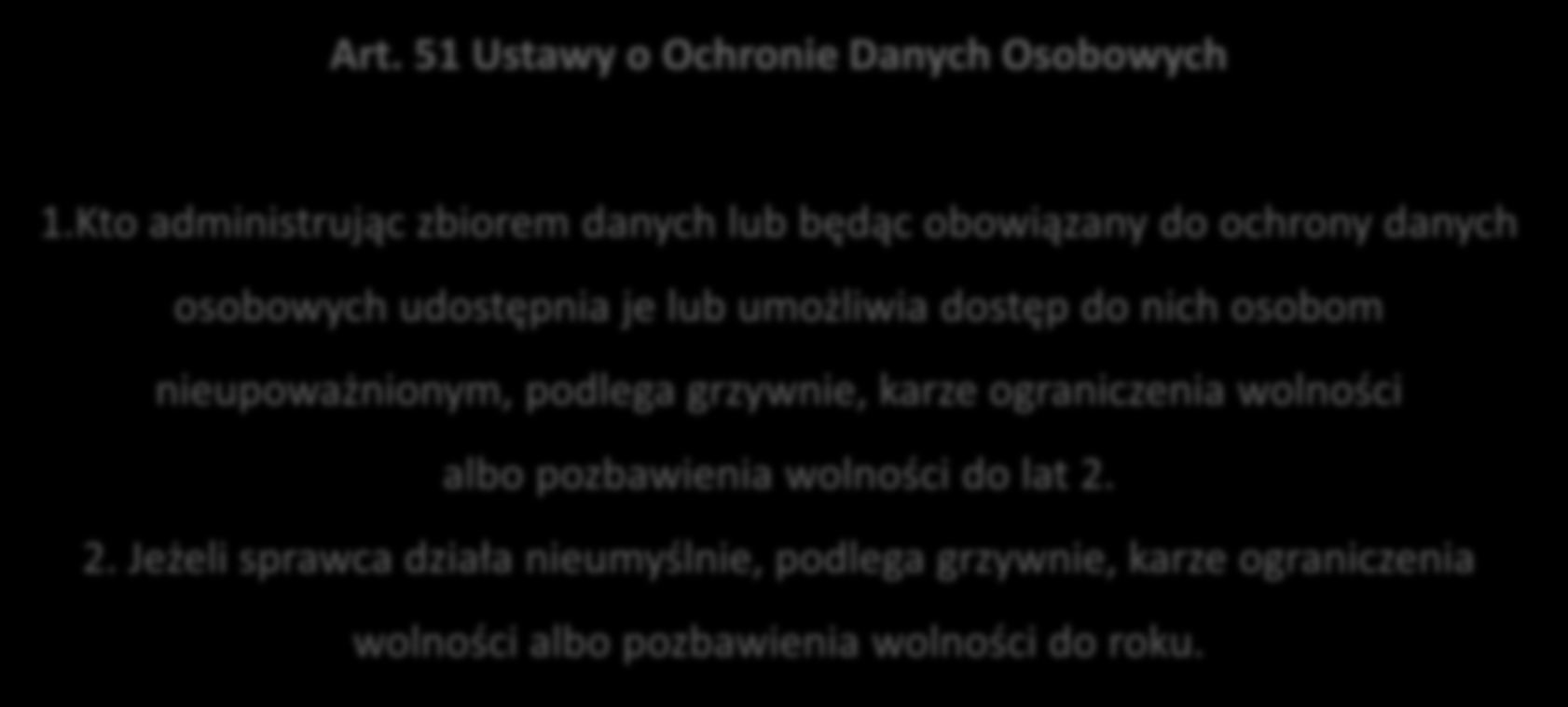 Jakie konsekwencje dla Spółki? Art. 51 Ustawy o Ochronie Danych Osobowych 1.