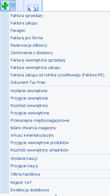 Użytkownik może poprzez ikonę wiązać smsa z dokumentami wystawionymi w programie: Z poziomu zakładki Dokumenty można również tworzyć i wiązać z smsem kontakty i zadania CRM oraz dokumenty w module