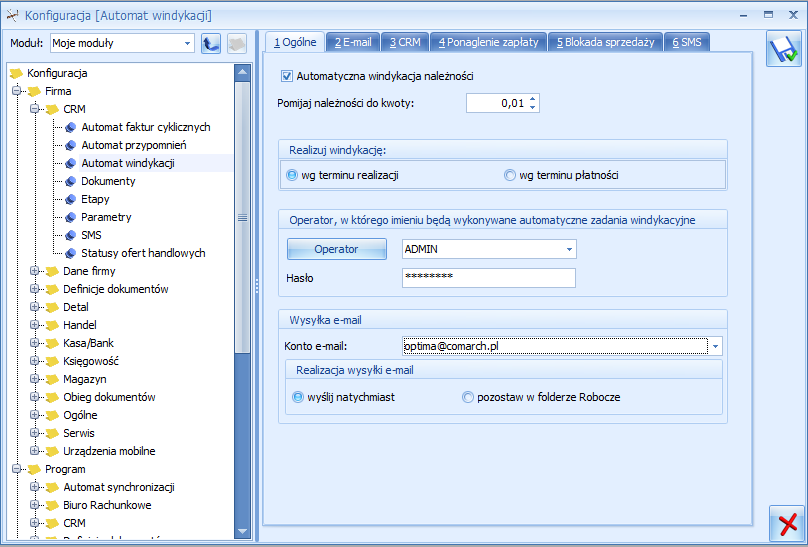 11 CRM Plus 11.1 Windykacja należności W module CRM Plus jest dostępny mechanizm automatycznej windykacji należności.