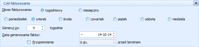 Zamknij okno Generuj faktury cykliczne wg wzorca Formularz obsługują standardowe przyciski, opisane szczegółowo w rozdziale Standardy w programie niniejszego podręcznika. 6.2.