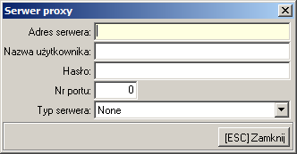 Nazwa użytkownika - parametr określający nazwę użytkownika na serwerze FTP Hasło - parametr specyfikujący hasło użytkownika Katalog na serwerze - parametr ten oznacza podkatalog wymiany danych z ZSA.