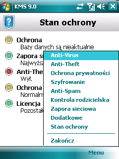 Rysunek 75. Okno stanu komponentu aplikacji Do okna stanu możesz również przejść wybierając Opcje Stan ochrony.