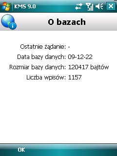 Rysunek 119. Informacja o zainstalowanych bazach danych aplikacji AKTUALIZACJA RĘCZNA Proces aktualizacji baz danych aplikacji może zostać uruchomiony ręcznie.