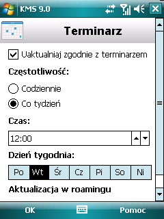 Rysunek 121. Ustawienia automatycznej aktualizacji 6. W celu zapisania zmian wciśnij OK.