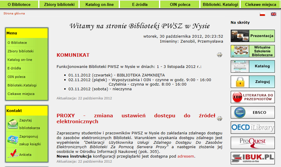 Natłok informacji Biblioteka PWSZ Nysa