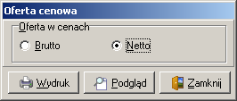 7. Wydruk oferty cenowej - możliwość wydruku w cenach brutto. Dodana została możliwość wydruku oferty cenowej dla klienta w cenach brutto.