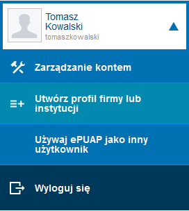 Logowanie i wybór podmiotu Zalogowany w systemie użytkownik ma możliwość zmiany podmiotu, w kontekście którego pracuje, bez konieczności wylogowania.