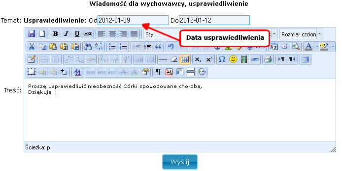 b) Wysyłanie wiadomości 1. W menu głównym aplikacji wybierz Poczta->Wyślij 2. Następnie wybieramy rodzaj wiadomości. a. Wiadomośd dla jednego rodzica.