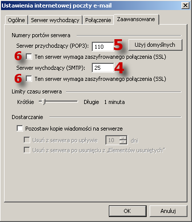 (SMTP) wymaga uwierzytelniania (rys.4), dopisać dane logowania (nazwę użytkownika i hasło). Niektóre serwery wymagają zmiany portów w Outlook 2003.