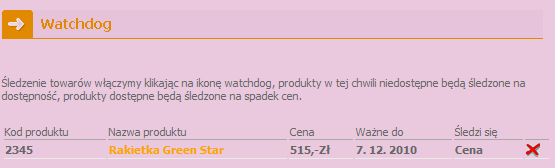 d) Linki do logowania, ewentualnie stan zalogowanego użytkownika Włączenie linku Watchdog w górnym oknie Włączenie albo ewentualne wyłączenie linku w górnym oknie stron