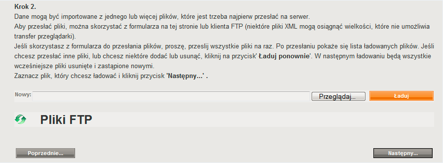 5. W trzecim kroku system sprawdzi, czy importowany format XML pliku jest bez błędów (walidacja). Jeżeli tak, to przejdzie do kroku 4 i uruchomi import danych.