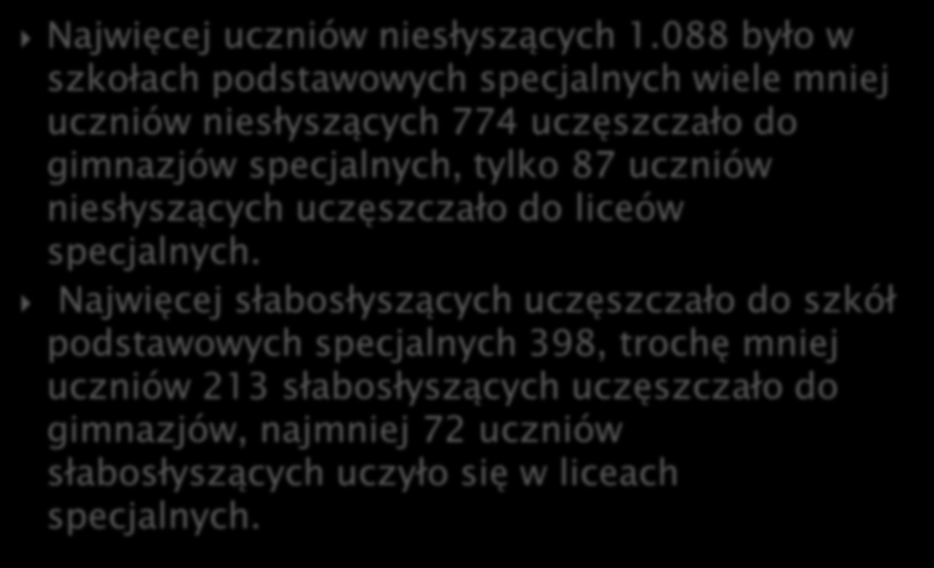 Najwięcej uczniów niesłyszących 1.