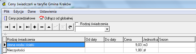 będzie je wykorzystywał). Uwaga!!! Jeśli w programie mamy tylko jedną wspólnotę nie ma potrzeby tworzenia taryfy globalnej (można od razu przejść do następnego punktu).