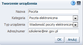 W oknie Moje konto na zakładce Opcje dostarczania użytkownik może zdefiniowad w ramach swojego użytkownika adres poczty elektronicznej.