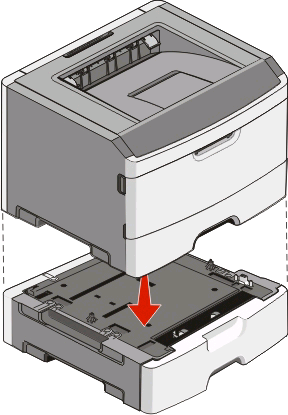 6 Wyrównaj drukarkę z szufladą i opuść drukarkę na miejsce. Podłączanie kabli 1 Podłącz drukarkę do komputera lub do sieci.