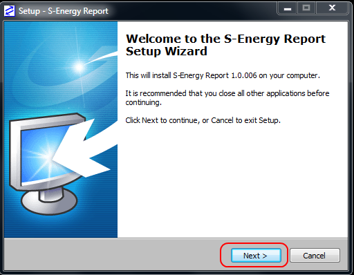 Następnie poprzez uruchomienie pliku SEnergyReport_Setup.