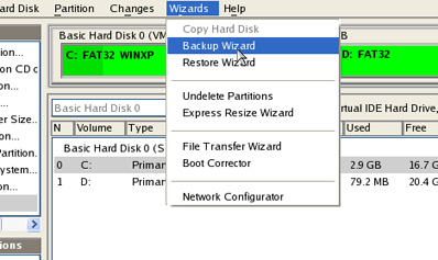 5. Uruchom kreatora Backup Wizard poprzez wybranie w Main Menu: Wizards > Backup Wizard. 6.