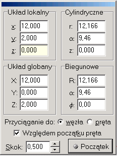 K r e o w a n i e g e o m e t r i i s c h e m a t u K r e o w a n i e p ręta Kreowanie geometrii schematu statycznego wymaga użycia narzędzia paska narzędzi, co powoduje ukazanie się kursora (w