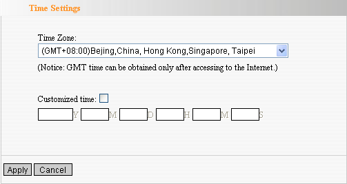 czasu znikną. Jednakże, Router po połączeniu się z Internetem automatycznie ustawi czas na format GMT. Strefa Czasowa: Wybrać strefę czasowa z menu rozwijanego.