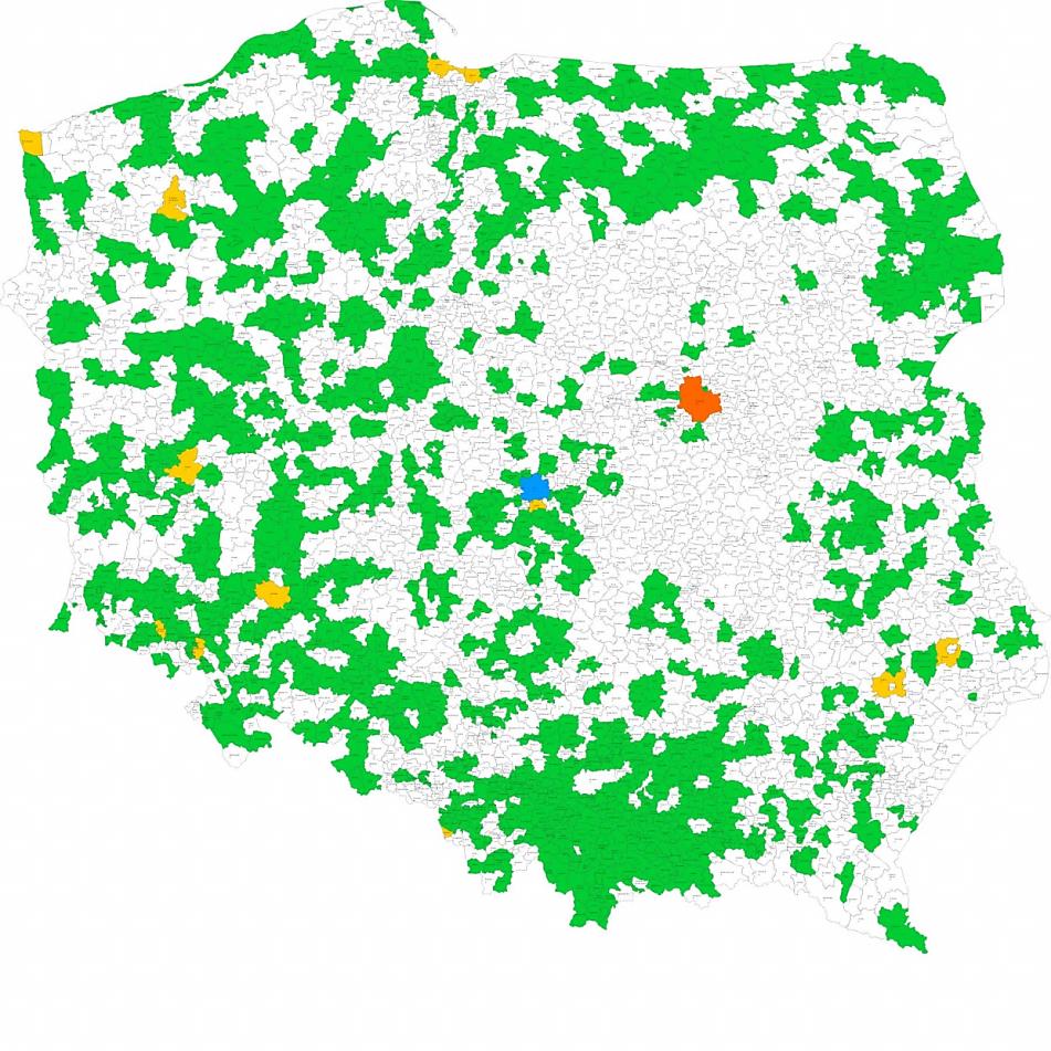 Mapa 2. Liczba punktów konsultacyjnych w 2013 r., układ gminami.