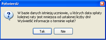 Zaległości wpłat ratalnych Raport uruchamiany jest z menu 'Raporty -> Stan wpłat ratalnych'.