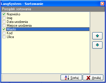 Rys. 6. Zaawansowane sortowanie danych. Po otwarciu dialogu załadowane są do niego nazwy kolumn pochodzące z listy, którą chcemy posortować.