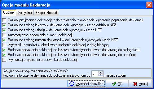 4. Zestawienie deklaracji Rys. 70. Okno: Opcje modułu Deklaracje. Rys. 68. Okno: Poprawa dokumentów uprawniających do świadczeń w UE.