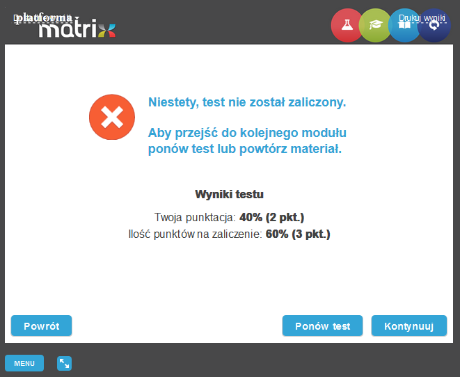 Widok ekranu z przykładową relaksacją: Relaksacja polega na rozwiązywaniu zagadek, poznawaniu ciekawostek.