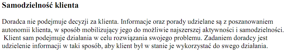 Przykład standardów poradnictwa standardy Biur Porad