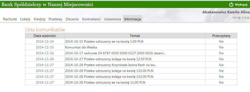 Rys. 2 Okno "Zmiana hasła". Po zmianie hasła, pojawi się okno logowania do Serwisu (Rys.1). Od tej pory, zalogowanie będzie możliwe jedynie za pomocą nowego hasła dostępu.