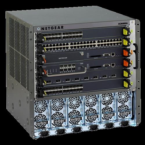 XCM8806 6-Slotów Chassis Moduł 6 wentylatorów 10-Gigabit I/O moduł: 8 portów XFP Moduł zarządzania, slot dla opcionalnej