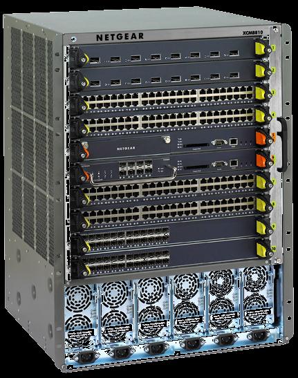 XCM8810 10-Slotów Chassis Moduł 9 wentylatorów 10 Gigabit I/O moduł: 8 XFP portów Gigabit I/O moduł: 48 porów miedzianych Moduł