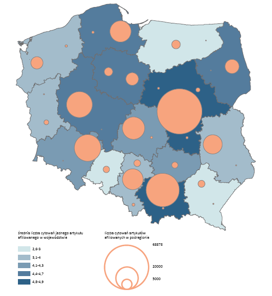 Przestrzenne zróżnicowanie liczby cytowań